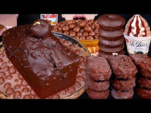 ASMR MALTESERS CHOCOLATE ICE CREAM CAKE NUTELLA DESSERT MUKBANG 초콜릿 먹방チョコレートアイスクリーム 咀嚼音EATING SOUNDS