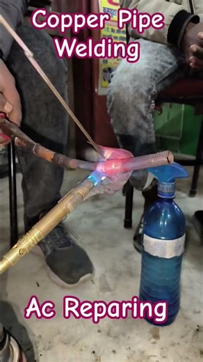 AC copper pipe brazing | how to perfect brazing copper pipe #trending #1k #copperpipe #fittings