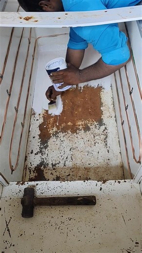 deep freezer bottom rusted painting #workshoptelugu #deen