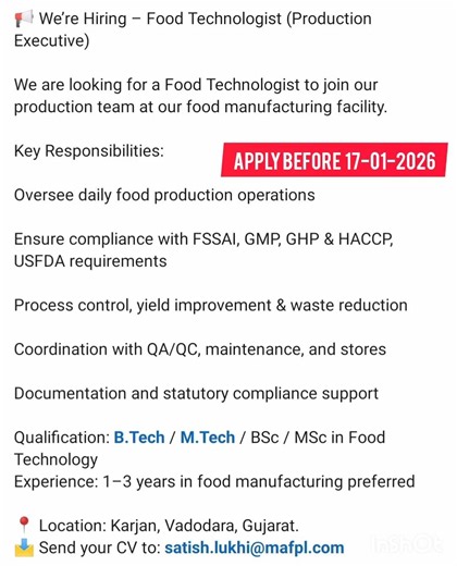 Food tech job