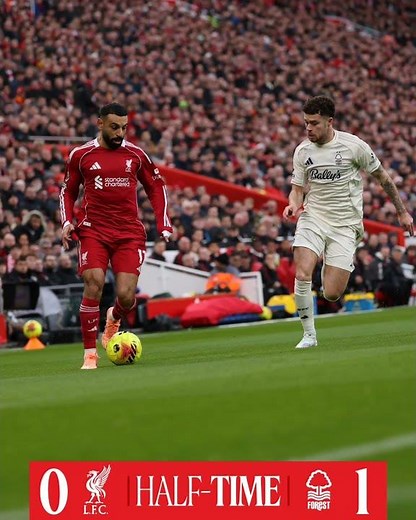 Liverpool vs nottingham forest 0-1 Half-time Results 🔥