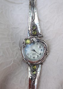 Sterling Silver Citrine & Peridot Watch Bracelet - Handmade Women's Wristwatch - Etsy