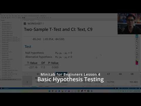 Minitab for Beginners – Lesson 4: Hypothesis Testing with 1-Z, 1-T, and 2-T Tests