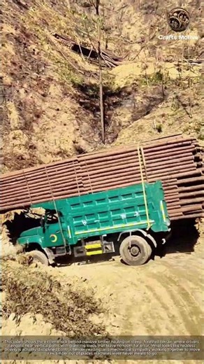 Insane Driving Skills Navigating a Vertical Forest Path with a Giant Load: Massive Timber Hauling