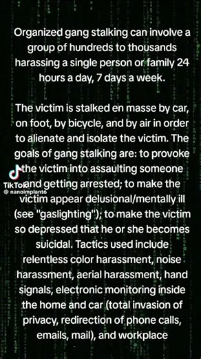 melissa on Instagram: "Organized gang stalking exposed"