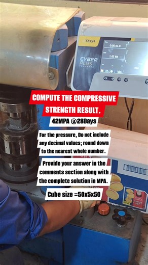 Compute the compressive strength result for Grout sample. . . . #grout #compressivetest #engineering #civilengineering #fypシ゚ #contentmonitezation | Bert Renzo Camacho