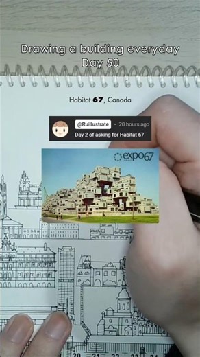 [Day 43] Drawing a Building Everyday: Habitat 67, Canada