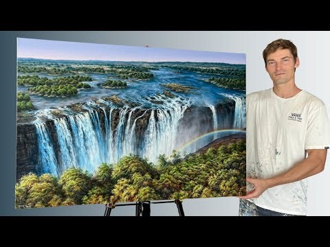 How I Paint a Realistic Waterfall in Acrylics | Painting Process
