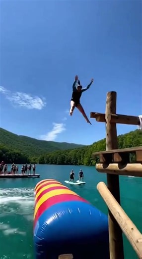 Inflatable Water Blob SURPRISES Everyone With Epic Splash! #WaterFun #SummerVibes #BlobJump