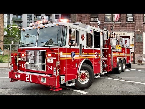 🌟 BRAND NEW 95 FOOTER 🌟 FDNY Tower Ladder 21 Responding on its first run to a small fire