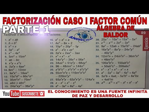 FACTORIZATION - CASE I COMMON FACTOR BALDOR ALGEBRA EXERCISE 89 Part 1 - Problems 1-15