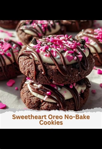 Sweetheart Oreo No-Bake Cookies Ingredients: - 24 Oreo cookies, crushed - 1/2 cup creamy peanut butter - 1/4 cup unsalted butter - 1 cup powdered sugar - 1 teaspoon vanilla extract - 1 cup semi-sweet chocolate chips - 1 tablespoon heavy cream - Heart-shaped sprinkles for decoration (optional) Directions: 1. Line a baking sheet with parchment paper. 2. In a large mixing bowl, combine the crushed Oreo cookies and powdered sugar. 3. In a saucepan over low heat, melt the peanut butter and butter tog