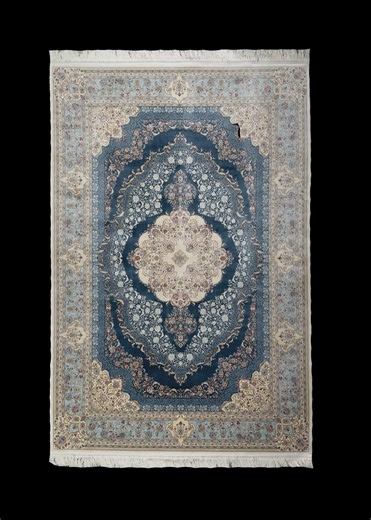 Blue and Beige Silk Persian Style Rug 5x8, Traditional Area Rug for Home Interiors - Etsy