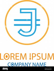 Currency symbol letter J logo design concept in orange and blue colors Stock Vector Image & Art - Alamy