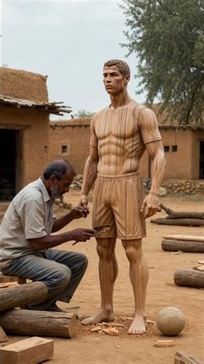 A Master Carpenter Crafts Cristiano Ronaldo in Wood #Cristianoronaldo #RonaldoStute #woodcarving