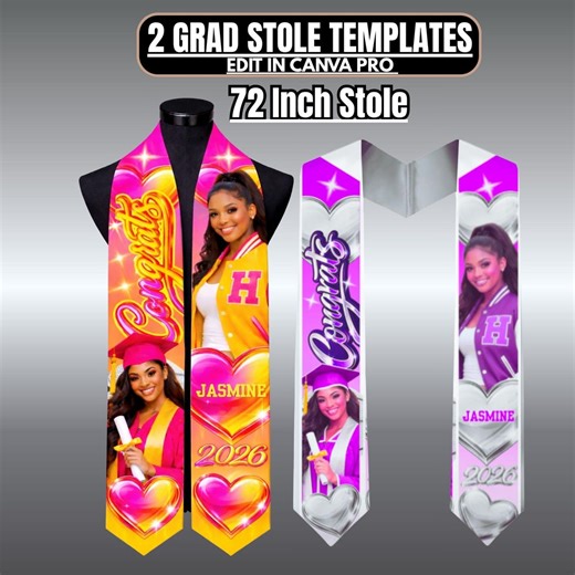 Graduation Stole Sash Template Canva Sublimation Template Editable Canva Design Digital Download - Etsy