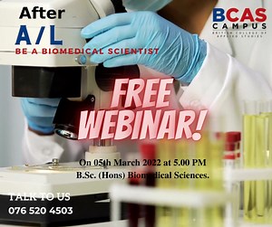 25 reactions | Join for a FREE WEBINAR on 05th March 2022 at 5.00 PM | B.Sc. (Hons) Biomedical Sciences. Register from here https://forms.office.com/r/8QpXhizQgW Call us for further information: 076 520 4503 #ugc #migration #mostrecognized #HND #biomedical #BiomedicalScience #bcas #campus #degree #bcascampus #UK #opportunity#experience #university #oxfordbookes #afteral #OL #al#career | BCAS Campus | Facebook