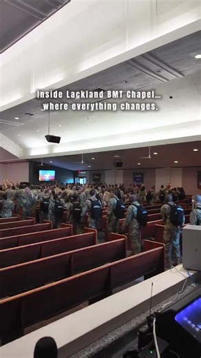 Inside Lackland BMT Chapel with Sparrow Songs. God in ways we can’t explain. Faith over fear every time. 💙Share this so another warrior chooses faith over fear. 🙏