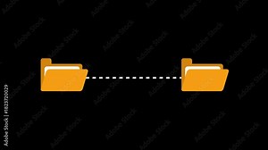 file transfer, quick of copying data from folder to folder on computer, black background. File transfer computer folder to folder ,clipping path Transferring Document, PDF Files, copying data.