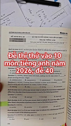 Đề thi thử vào 10 môn tiếng anh năm 2026, đề 40