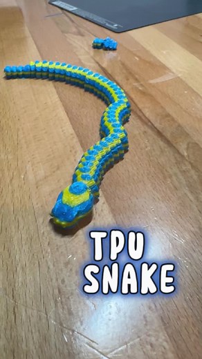 TPU Snake using Bambulab AMS and DUDV2 STTPU Filament #3dprinting #tpu #snake #filament