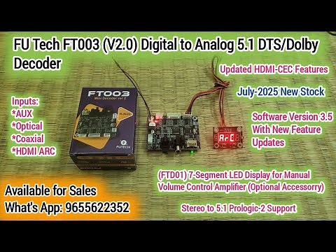 FT003 SW V3.5 DTS, Dolby Digital to Analog 5.1 Converter | 5.1 Optical, Coaxial & HDMI ARC Converter