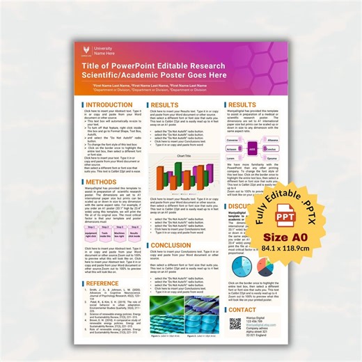 Scientific Research Poster Template A0 Portrait | Editable Powerpoint Academic Conference Poster | University & STEM Presentation Layout - Etsy