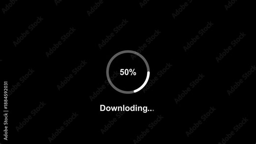 100% Circular Progress downloading Bar animation : White on Black Minimalist Loading Indicator concept . Refresh Button, Operating system downloading concept, 4K video motion animated.