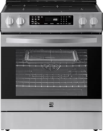 Kenmore 2296853 5.6 cu. ft. Front Control Electric Induction Range Oven - 4 Dual Ring Elements, True Convection, Air Fry, Self Clean, Turbo Boil, Chrome Racks, Storage Drawer - Stainless Steel