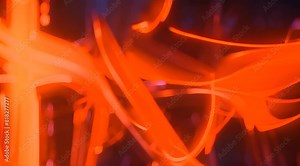 Beautiful abstract traffic lights moving extremely fast. Bright orange light lines streak through the dark, running and flickering with high speed in a mesmerizing time lapse