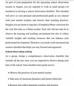 As part of preparing for your upcoming Foundation Phase school ... | Filo