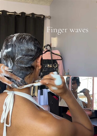 Elegant Long Pixie Cut with Finger Waves