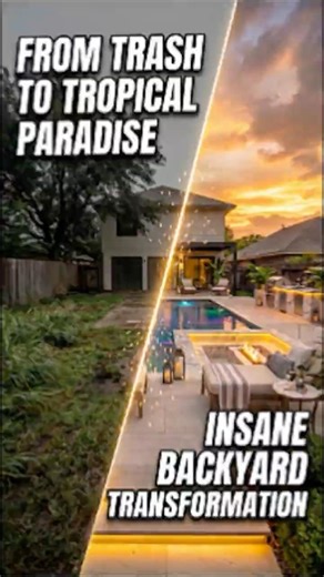 Backyard Makeover Gone Viral | Infinity Pool + Firepit Build #beforeandafter #interiordesign