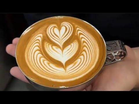 Relaxing Latte Art Tutorial | Heart Rosetta Coffee Design