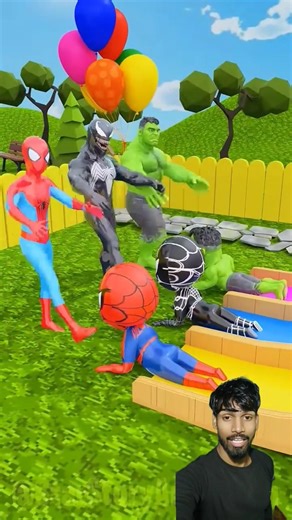 Spider-man , Hulk And Venom Babys Playing Slide 🤣 #shorts #funny #gta #cartoon #trending #spiderman