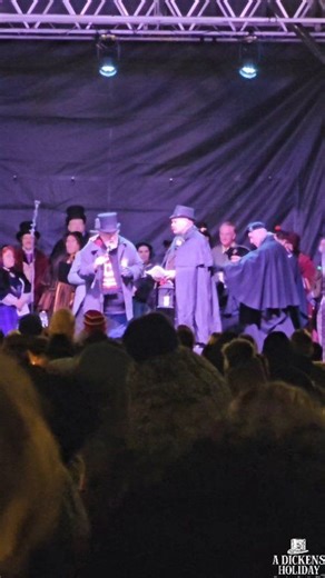 What a moment to close out the night 🎩 ✨ The crowd around the stage was so full of cheer and shoulder-to-shoulder excitement that we couldn’t get as close as we hoped — but we did capture the announcement of our very first Town Crier Challenge winner: Dr. Brian King! Dr. King not only accepted the role of Honorary Town Crier for 2025, but he will officially return as our Town Crier for A Dickens Holiday 2026. A well-deserved title and a wonderful addition to the tradition we’re building. If you