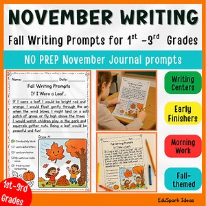 November Fall Writing Prompt Journal | Autumn Writing Activities & Morning Work