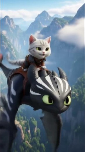 “Kitten Rides a Real Dragon?! 🔥 Their Friendship Will Melt Your Heart!” #shorts #ai #animation #cat