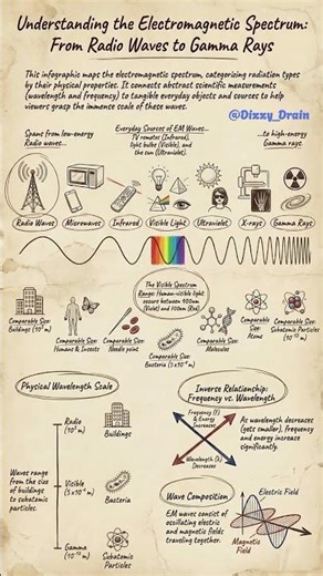 ⚡ Master the Electromagnetic Spectrum in seconds! 📡 Quick Revision Chart 📊 | Education & Learning 📚