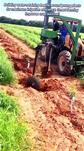 Efficiently building water retention basins around newly planted trees.