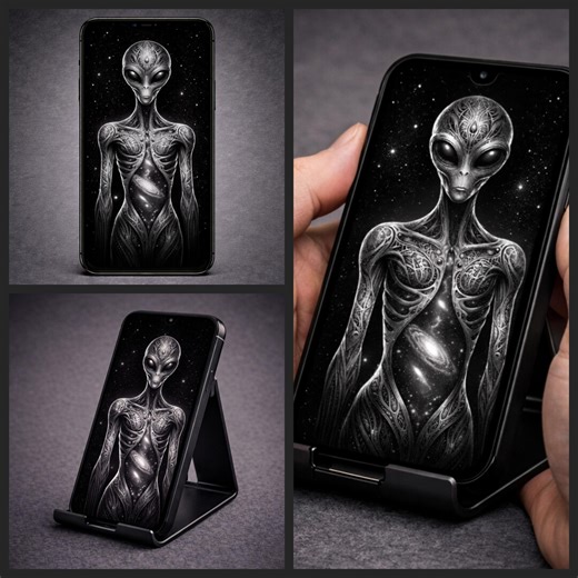 Alien Galaxy Phone Wallpaper – Sci-fi Starfield Digital Art (digital Download) - Etsy