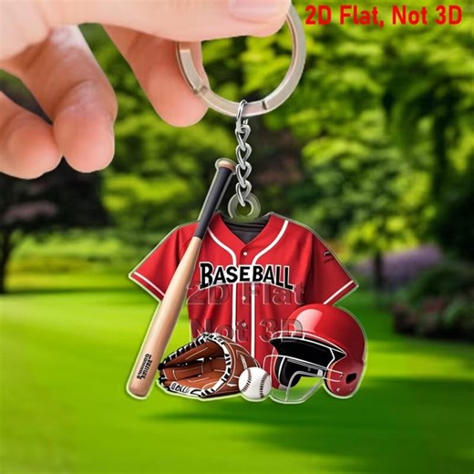 2D Flat Baseball Theme Keychain, Colorful Jersey Bat Glove Helmet Ball Acrylic Keychain, Baseball Club Memento Gift for Fans - Etsy