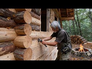 Old Man Builds DIY Log Cabin With Fire Pit In The Forest | Full Process by ‪@RoughStyle‬