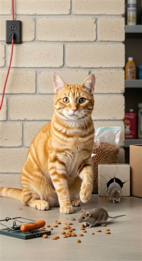 The orange cat is waiting for the mouse to make a move #catsoftiktok #pets #funnycats