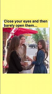 Close your eyes and then barely open them... #laugher #funny
