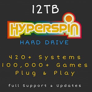 12TB Hyperspin Hard Drive - Over 420  Systems & 100,000  Games