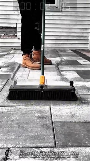 Work tool push broom for fast paving sand leveling