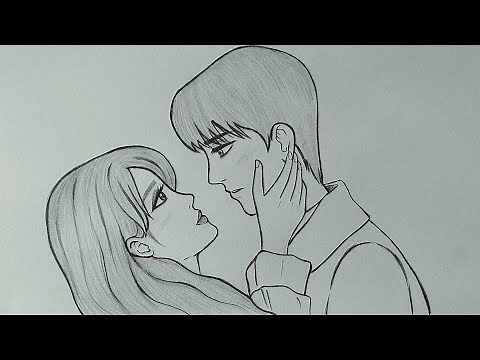 croquis au crayon facile d'un couple amoureux, dessin facile étape par étape pour les débutants.. 💔