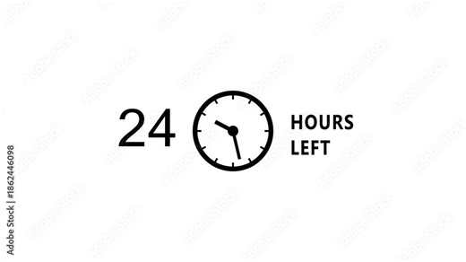 42 Hours left countdown clock icon animation. Countdown timer clock animation. Stopwatch timer clock. Starting soon timer animation.