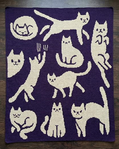 Afghan Cat Blanket Crochet Pattern – Kitten Throw Overlay Mosaic PDF - Etsy